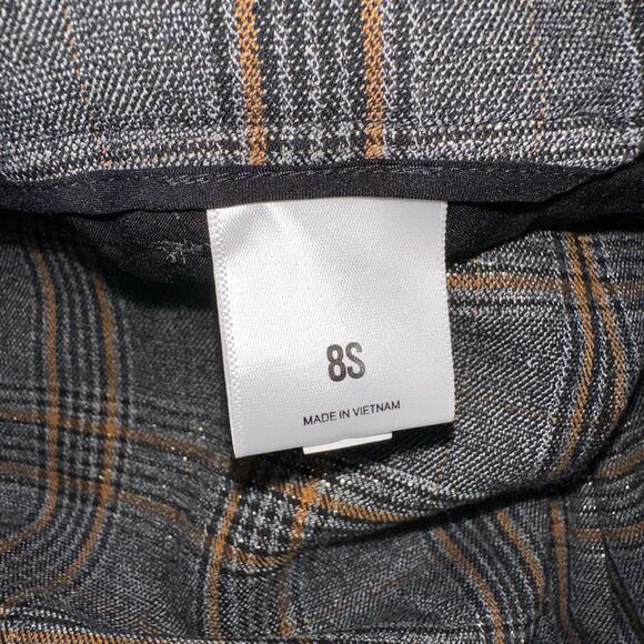 Express Editor Women's Metallic Plaid Trouser Pants Gray Brown Gold Size 8 - Picture 9 of 13